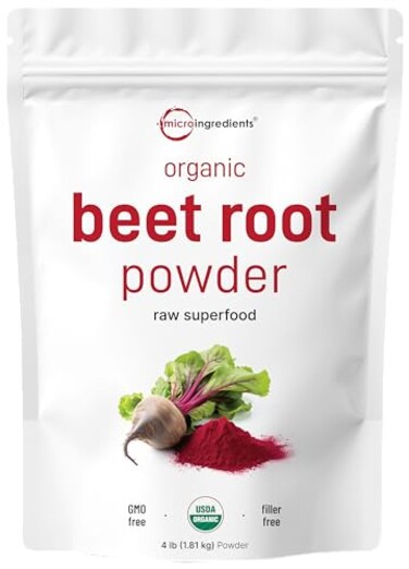 Organic Beet Root Powder, 4 Pounds   Cold Pressed, Water Soluble, High Concentrated Raw Beet Supplement   Superfood Drink Mix   Non-GMO, Vegan Friendly, Plant Based