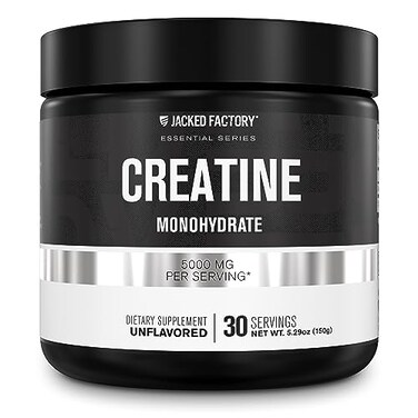 Jacked Factory Creatine Monohydrate Powder 150g - Creatine Supplement for Muscle Growth, Increased Strength, Enhanced Energy Output and Improved Athletic Performance 30 Servings, Unflavored