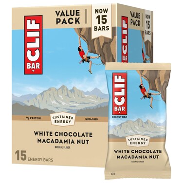 CLIF BAR - White Chocolate Macadamia Nut Flavor - Made with Organic Oats - Energy Bars - Non-GMO - Plant Based Protein Bars (15 Pack)