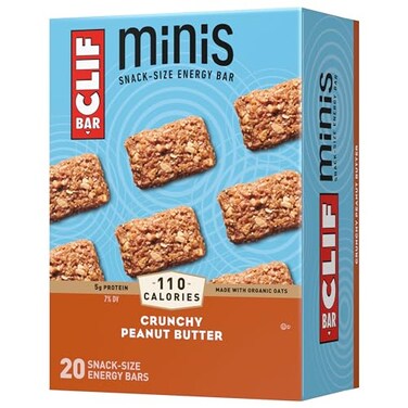 Clif Bar Minis - Crunchy Peanut Butter - Made with Organic Oats - 5g Protein - Non-GMO - Plant Based - Snack-Size Energy Bars - 0.99 oz. (20 Pack)