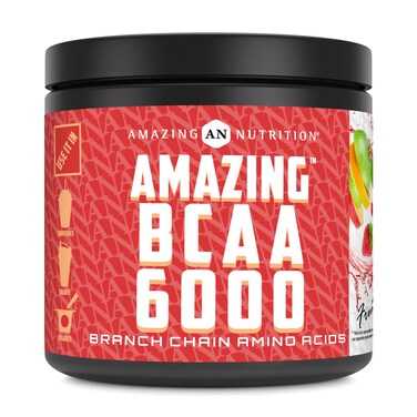 Amazing Nutrition Amazing BCAA 6000   6 Grams BCAA Per Serving   30 Servings Powder   Branched Chain Amino Acid Supplement   Made in USA (Natural Fruit Punch)