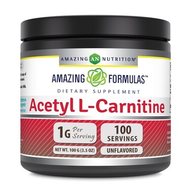 Amazing Formulas Acetyl L-Carnitine 100 Grams (3.5 Oz) Powder Supplement   100 Servings   Non-GMO   Gluten Free   Made in USA