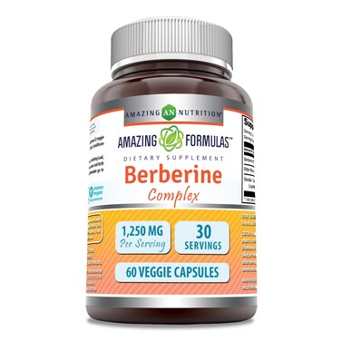 Amazing Formulas Berberine with Bitter Melon &amp; Banaba Extract Complex   1250 Mg Per Serving   Veggie Capsules   Non-GMO   Gluten-Free   Made in USA (60 Count)