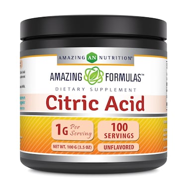 Amazing Formulas Citric Acid Powder Supplement   100 Grams Per Serving   454 Servings   Unflavored   Non-GMO   Gluten-Free   Made in USA