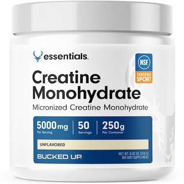 Bucked Up Creatine Monohydrate 250 Grams Micronized Powder, Essentials (50 Servings)