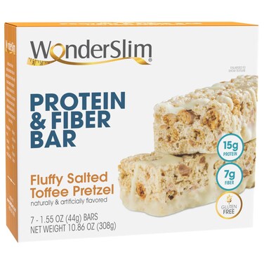 WonderSlim Protein &amp; Fiber Bar, Salted Toffee Pretzel, 15g Protein, 7g Fiber, Gluten Free (7ct)