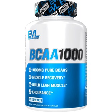 BCAAs Amino Acids Supplement for Men - EVL 2:1:1 5g Capsules for Post Workout Recovery and Lean Muscle Builder for Men - BCAA1000 Branched Chain Amino Acids Nutritional Supplement - 30 Servings