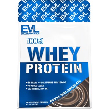 Evlution Nutrition 100% Whey Protein, 25g of Whey Protein, 6g of BCAAs, 4g of Glutamine, Gluten Free (1 LB, Double Rich Chocolate)