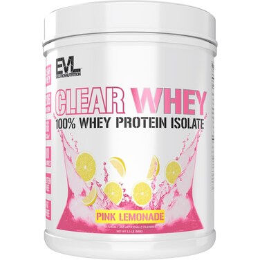 Evlution Nutrition Clear Whey - 100% Whey Protein Isolate - for Muscle Growth, Strength &amp; Recovery - 20g Isolate Protein Per Serving - Fast Absorbing - Gluten &amp; Fat Free - 1.1lb - Pink Lemonade