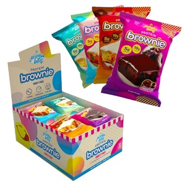 Prime Bites Protein Brownie from Alpha Prime Supplements   High Protein, Collagen Fortified Low Sugar Treat   Delicious Snack   12 Bars per Box (Variety Pack)