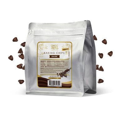 ChocZero Dark Chocolate Chips - Sugar Free, Low Carb, Keto Friendly, Gluten Free - 20 Ounce Bulk Bag for Baking Keto Diet Cookies and Dessert