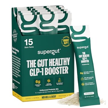 Supergut Gut Healthy GLP-1 Booster - High Fiber GLP-1 Supplement Powder for Women &amp; Men - Sugar-Free Drink Mix for Gut Health (15 Servings)