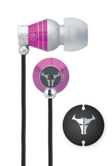 HeadGear EBM Series Earphones for iPod, iPhone, MP3, EBM-318, Pink/Black (Black Cable)