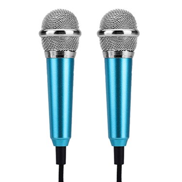 2pcs Cell Phone Mic Mini Usb Microphone Portable Karaoke Mic Mobile Microphone Mini Omnidirectional Microphone Vocal Dynamic Microphones Mobile Sing Blue Mic Small Singing Machine