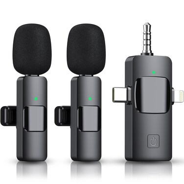EJCC 2pcs Lavalier Wireless Microphone for iPhone iPad