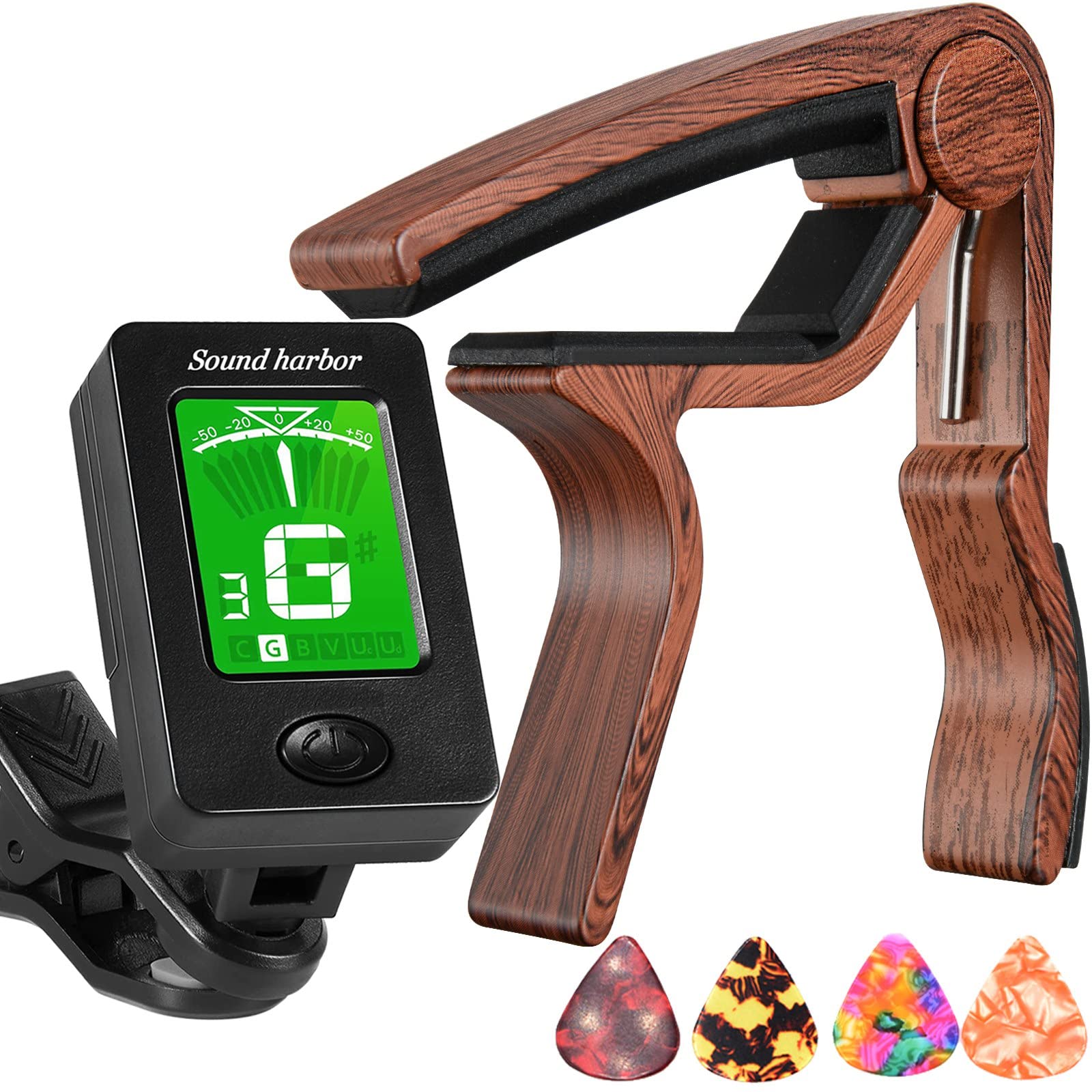 Sound Harbor Sound Harbor Guitar Capo With Guitar Tuner Clip 0.9x0.5x0.5inches