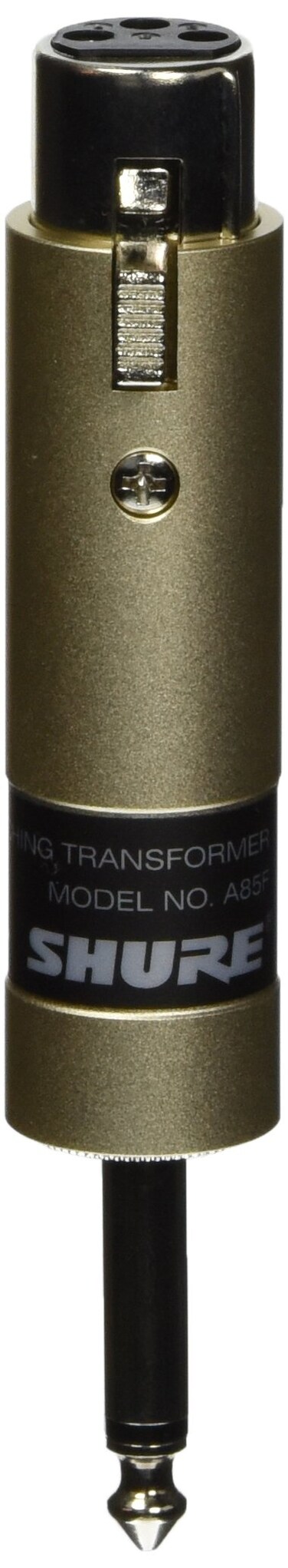 Shure A85F Line Matching Transformer - Low Z Female XLR to High Z 1/4-Inch Phone Plug Connects a Balanced Low Impedance Microphone Output to an Unbalanced High Impedance Input