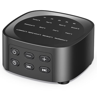 Sleepbox Sleep White Noise Sound Machines with 25 Soothing Sounds 36 Volume Levels 5 Timers Visible Sound Catalog Portable Size Memory Function for Home Office and Travel