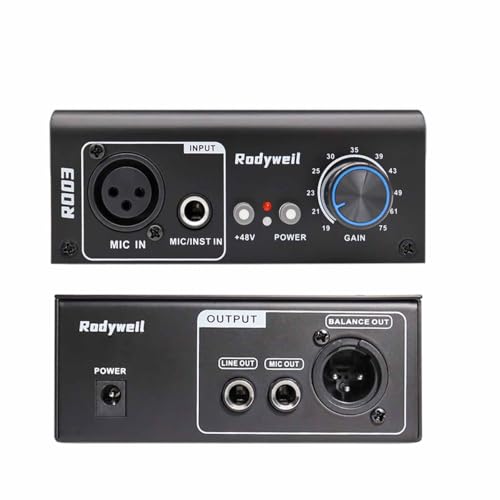 rodyweil Rodyweil Microphone Preamp Mic Gain Booster 48 V