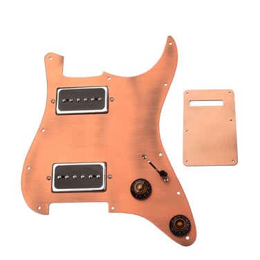 Exceart Loaded Prewired Humbucker Pickguard Pickups Set with Pickups Cover for 3Ply Electric Guitar Parts Accessories Bronze