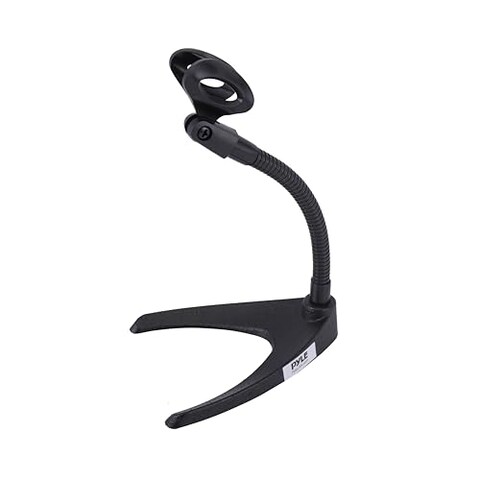 Pyle Desktop Microphone Stand - Universal Tabletop Mic Holder w/ Flexible 8.2&#39;&#39; Inch Gooseneck Mount and Solid U Shape Base - Perfect for Table Desk or Counter - PMKS8,Black