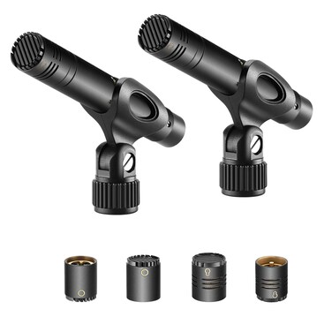 Neewer 2-Pack Pencil Stick Condenser Mic with Interchangeable Omni Cardioid and Super Cardioid Capsules Foam Windscreens Mic Clip and Carrying Case for Acoustic Woodwind Instruments