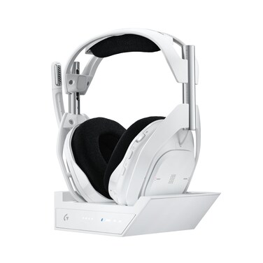 Logitech G Astro A50 X Omni-Platform Wireless Gaming Headset + Base Station for PS5, Xbox, PC: PLAYSYNC Video &amp; Audio Switcher, HDMI 2.1 4K 120Hz VRR, <24 bit/48 kHz, 24hr Battery, 2.4GHz &amp; BT - White