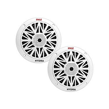 Pyle 6.5 Inch Dual Marine Speakers - 2 Way Waterproof and Weather Resistant Outdoor Audio Stereo Sound System with 200 Watt Power, Poly Carbon Cone and Butyl Rubber Surround - 1 Pair - PLMR62 (White)