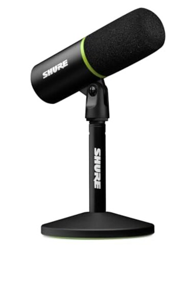 Shure MV6 Gaming Microphone, Dynamic USB PC Mic for Video Games &amp; Streaming - Desktop Stand, Background Noise Cancellation, Tap-to-Mute &amp; 3.5mm Output for Real-Time Headphone Monitoring
