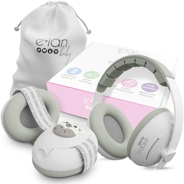 Elan Baby 2-in-1 Baby Ear Muffs - Noise Protection Baby Headphones for Noise &amp; Plane Travel - 2 Headbands - Baby Ear Protection - Baby Noise Canceling Headphones for Infant &amp; Toddler, Age 1-48 Months