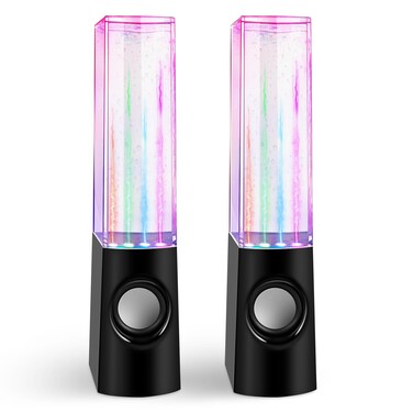Aolyty Colorful LED Water Speaker with Dancing Fountain Light Show Sound for PC, MP3 Player, Laptops, Smartphone Black