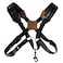 Rayzm Saxophone Strap, Universal Double Shoulder Leather Strap for Sax, Adjustable Padded Harness Strap for Alto Tenor Soprano Baritone Saxophone (Large Size)