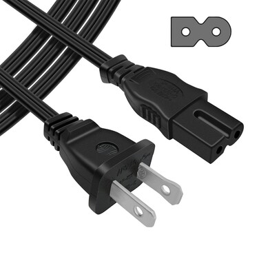 [UL Listed] Powseed 6Ft 2 Prong Polarized AC Wall Power Cord Cable Plug for Sony PlayStation 1 2 PS1 PS2, Vizio Sharp Sanyo Emerson TV, Arris Router Modem, Bose Companion 3 5 Multimedia Speaker