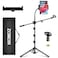 ZOMON Mic Stand,6 In 1 Microphone Stand Floor Boom Mic Stand, Support Boom Gooseneck Mic Clips Tablet Phone Holder Any Combination With Mic Stand Bag