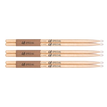 promark LA Specials - 5A Drumsticks - Drum Sticks Set for Acoustic Drums or Electronic Drums - Oval Nylon Tip - Hickory Drum Sticks - Consistent Weight and Pitch - Made in the USA - 3 Pairs