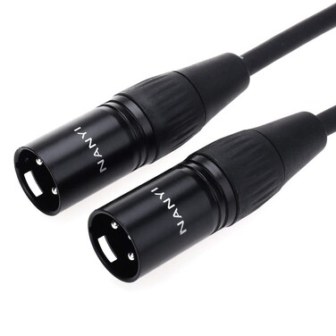NANYI Microphone Cable XLR to XLR Patch Cables, 3-Pin XLR Male to Male mic Cable DMX Cable Patch Cords with Oxygen-Free Copper, 1.6Feet/0.5Meter