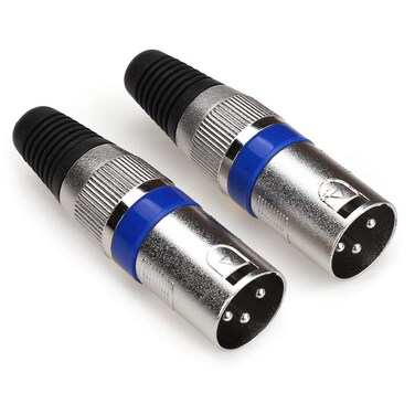 NANYI XLR Plug, XLR 3 Pin Male Plugs Audio Mic Microphone Connector, Silver Housing Blue Circle - 2 Pack