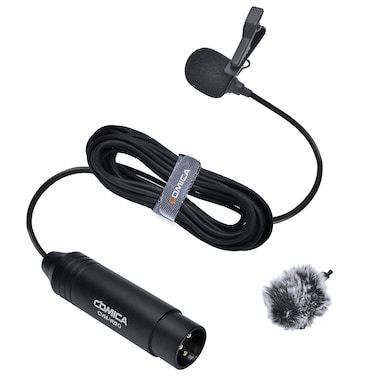 COMICA CVM-V02O Phantom Power Omnidirectional XLR Lavalier Lapel Microphone,14.76 fts Lapel Mic for Canon Sony Camcorders Zoom H4n H6 Tascam DR-60D/70D DR-100 Recorders Audio Mixer (1 Pack)