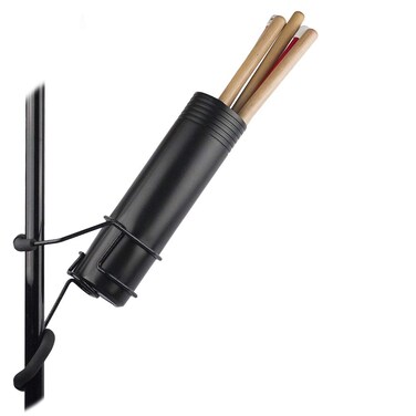 String Swing Drum Stick Holder - Stagehand Drumstick Container Bag Holds up to 8 Pairs of Zildjian Vic Firth ARLX and Vater Drumsticks - Two Clamps Attach Securely to Microphone &amp; Cymbal Pole