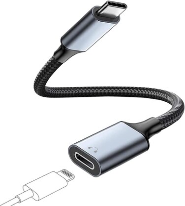 USB C to Lightning Audio Adapter Cable USB Type C Male to Lightning HiFi Audio Female Headphones Converter Fit with iPhone 16 15, iPad Pro/Air, Macbook, Galaxy S23 S22, Pixel 7 6 (Not for Charge&amp;Data)