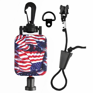Hammerhead Industries Gear Keeper CB MIC KEEPER Retractable Microphone Holder RT2-4212 - Heavy-Duty Snap Clip Mount, Adjustable Mic Lanyard and Hardware Mounting Kit - Made in USA, Stars and Stripes
