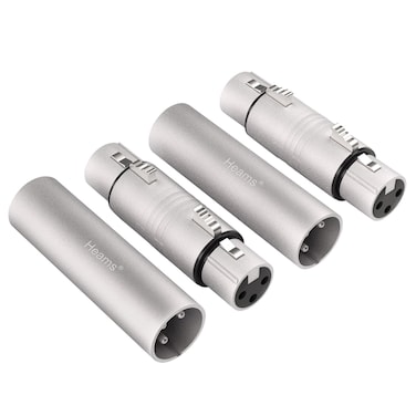 Heams 4 Pack (2 Pair) Professional XLR Adapter, XLR Male to Male &amp; XLR Female to Female 3 Pin Connector for Microphone, Mixer, Silver