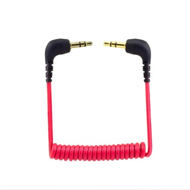 JCMOYUTY for DJI Mic Camera Audio Cable 3.5mm TRS, for DJI Mic 2 / Rode Wireless GO II/ME/PRO Microphone Dual 3.5mm TRS Male Coiled Right Angle Audio Cord Adapter