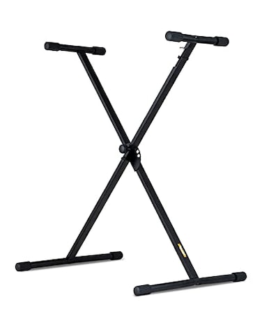 Stage Rocker Single-X Style Classic Folding Keyboard &amp; Digital Piano Stand, Adjustable Width &amp; Height, Durable &amp; Sturdy, Easy to Assemble for Travel/Storage, Sleek Black, Powered by Hamilton(SR524000)