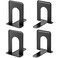MaxGear Premium Matte Painted Book Ends, Heavy Duty and Sturdy Bookends for Shelves, Office Non-Skid Metal Book End Stopper for Books/CDs/DVDs, 6 x 4.6 x 6 in, Black (2 Pairs/4 Pieces, Large)