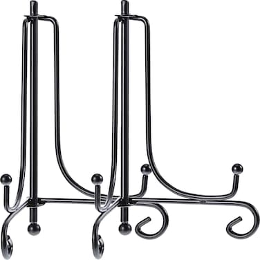 Tatuo 2 Packs Iron Display Stand, Iron Easel Plate Display, Photo Holder Stand for Home Decoration (2 Pack Black, 12 Inch)