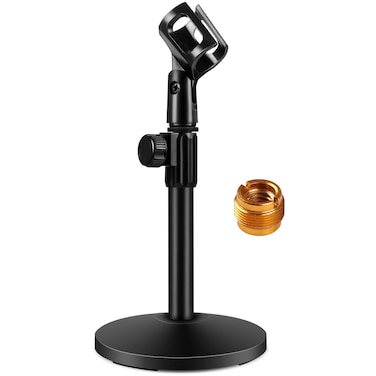 InnoGear Desktop Microphone Stand, Upgraded Adjustable Table Mic Stand with Mic Clip and 5/8" Male to 3/8" Female Screw for Blue Yeti Snowball Spark &amp; Other Microphone