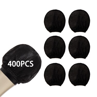 Zettokete Microphone Cover Pop Filter 400 PCS, Disposable Mic Cover with Individual Packing, Microphone Protector Suit for Most Handheld Microphones, Non-Woven, Black