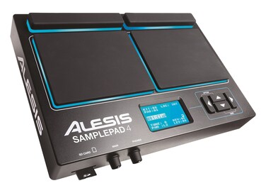 Alesis Sample Pad 4   Compact Percussion and Sample Triggering Instrument with 4 Velocity Sensitive Pads, 25 Drum Sounds and SD/SDHC Card Slot,Black