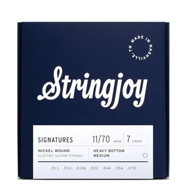 Stringjoy HVY117, 7 String Signatures Electric Guitar Strings, 11-70 Heavy Bottom Medium Gauge, 7-String Nickel, Electric Guitar Accessories, Replacement Guitar Strings for Electric Guitar